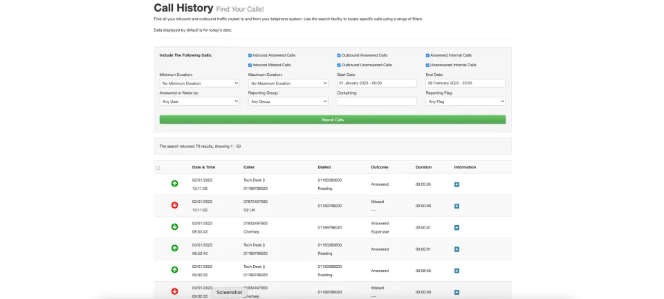 Call history and recordings